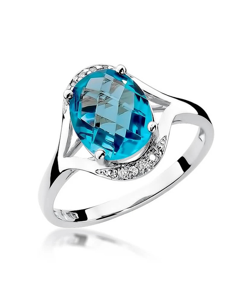Topaz pierścionek z białego złota 3,00ct