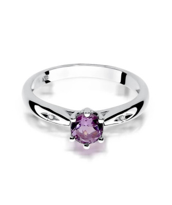Engagement ring with amethyst white gold