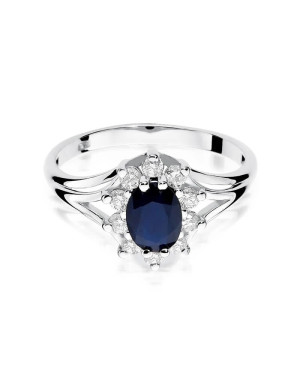 Gold ring with sapphire white gold