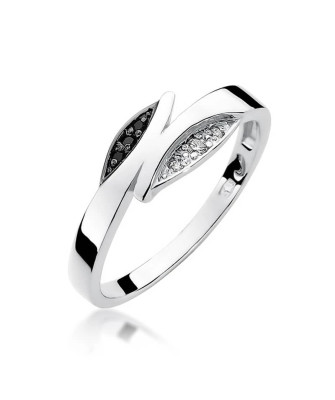 Gold ring with diamond White gold EW-107 black diamonds