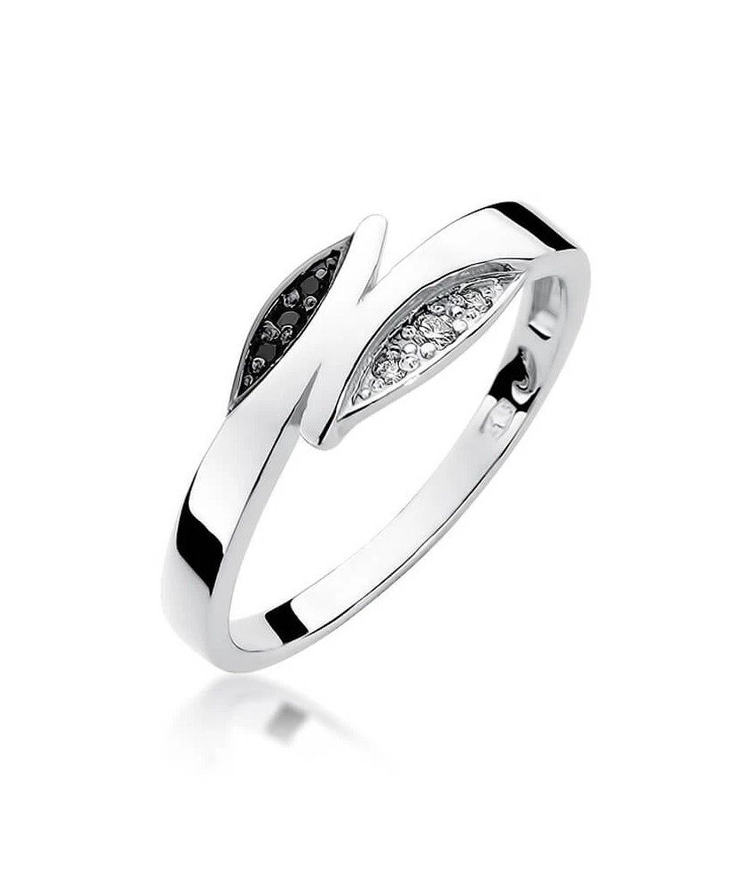 Gold ring with diamond White gold EW-107 black diamonds