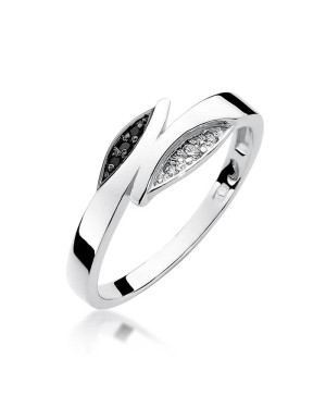 Gold ring with diamond White gold EW-107 black diamonds