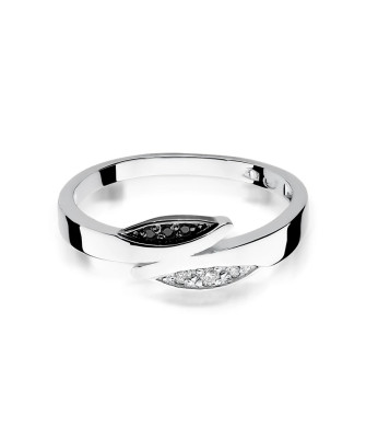 Gold ring with diamond White gold EW-107 black diamonds