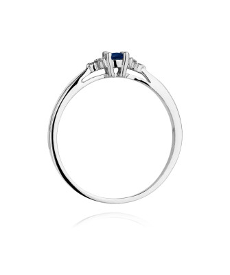 Złoty pierścionek szafir białe złoto 0,15ct