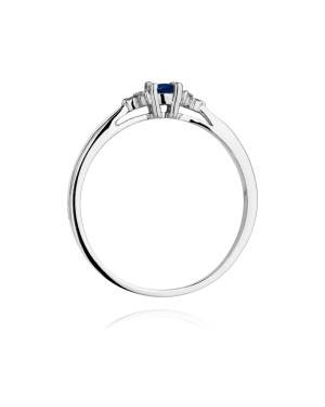 Złoty pierścionek szafir białe złoto 0,15ct