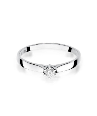 Pierścionek zaręczynowy z diamentem białe złoto 0,08ct