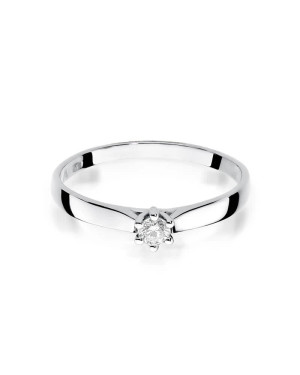 Pierścionek zaręczynowy z diamentem białe złoto 0,08ct