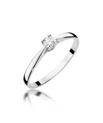 Złoty pierścionek zaręczynowy z diamentem białe złoto 0,15ct
