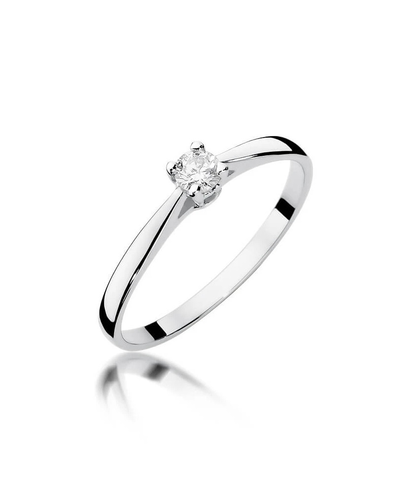 Złoty pierścionek zaręczynowy z diamentem białe złoto 0,15ct