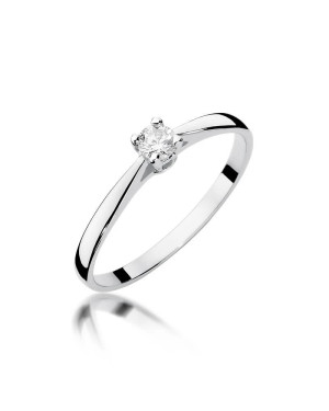 Złoty pierścionek zaręczynowy z diamentem białe złoto 0,15ct