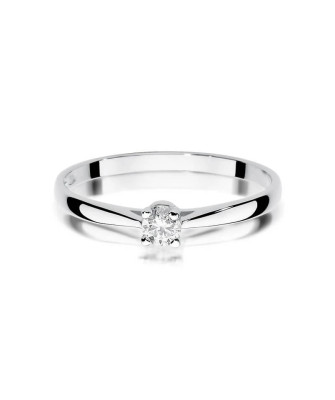 Złoty pierścionek zaręczynowy z diamentem białe złoto 0,15ct