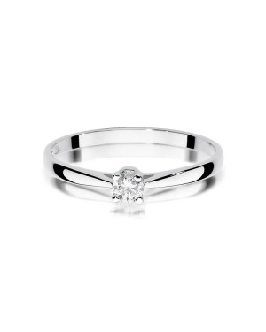 Złoty pierścionek zaręczynowy z diamentem białe złoto 0,15ct