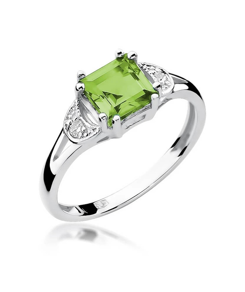 Ring with peridot white gold 1.10ct