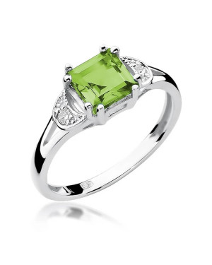 Ring with peridot white gold 1.10ct