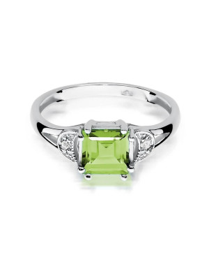 Ring with peridot white gold 1.10ct