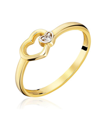 Engagement ring heart with stone 14k