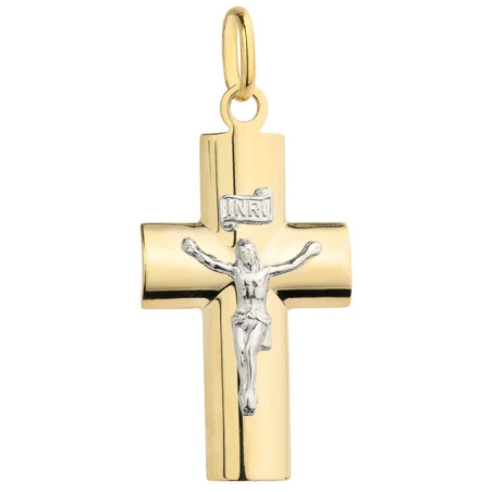 ⭐ Smooth cross with crucified Jesus in white gold ♥ GoldJewellery
