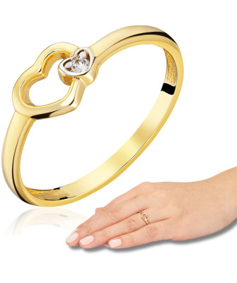 Engagement ring heart with stone 14k