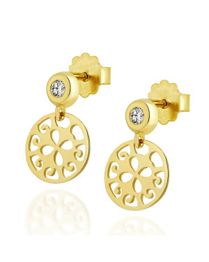 Gold dangling oriental earrings 8k