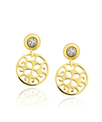 Gold dangling oriental earrings 8k