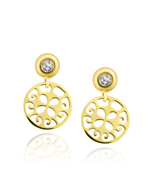 Gold dangling oriental earrings 8k