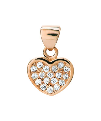 14K Rose Gold Heart Pendant with Cubic Zirconia