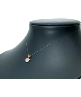 14K Rose Gold Heart Pendant with Cubic Zirconia