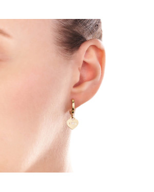 Gold heart dangling earrings ILOVEU