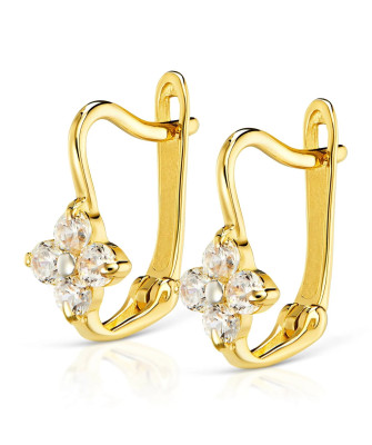 Earrings for a girl flower 14k gold trial