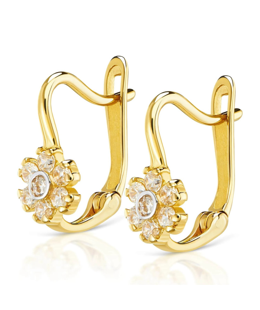 Gold earrings for a girl 14k flower