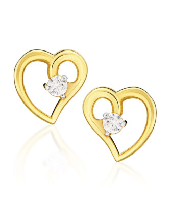 Gold heart earrings with zirconia 14k