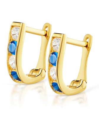Earrings for communion blue and white stones gold test 8k
