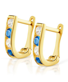 Earrings for communion blue and white stones gold test 8k