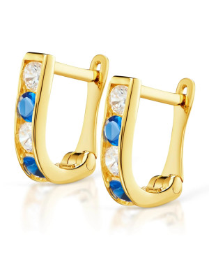 Earrings for communion blue and white stones gold test 8k