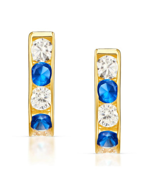 Earrings for communion blue and white stones gold test 8k