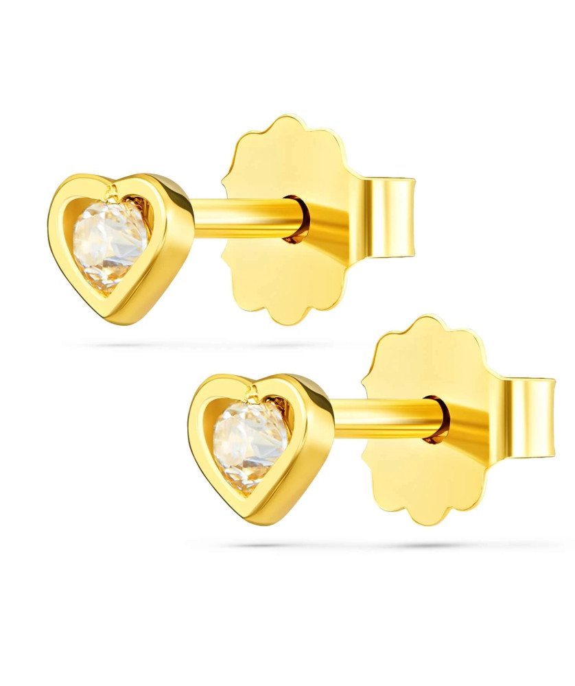 Gold earrings 8k crystal in the heart