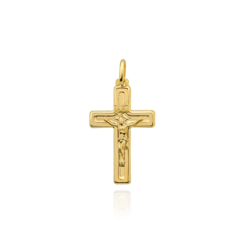 ⭐ Shiny gold cross with crucified Jesus ♥ GoldJewellery