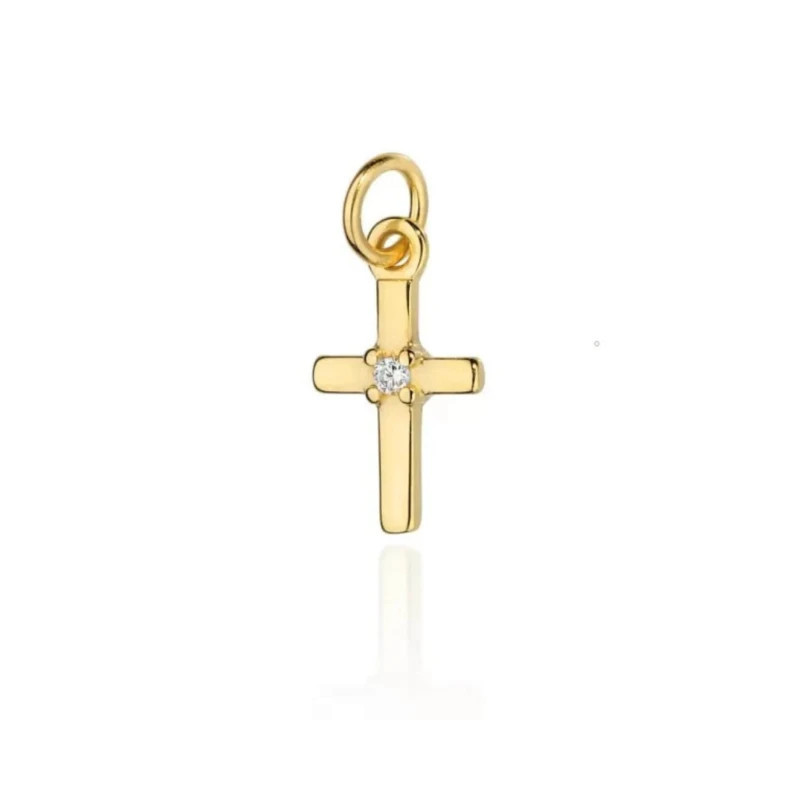 ⭐ Gold cross with a central white zircon ♥ GoldJewellery
