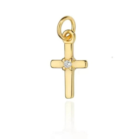 ⭐ Gold cross with a central white zircon ♥ GoldJewellery