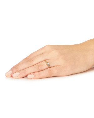 Minimalist ring with white stone 8k