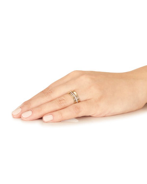 Wide gold ring with white stones