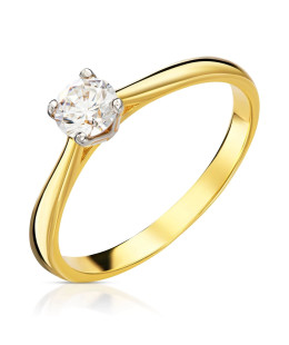 14k classic engagement ring with cubic zirconia