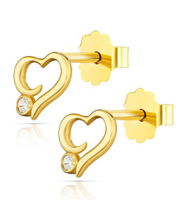 Gold earrings with a heart