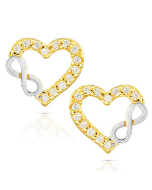 Gold heart infinity earrings 14k