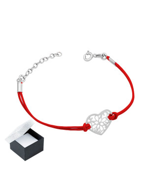 Lace heart bracelet red string