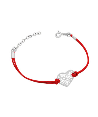Lace heart bracelet red string