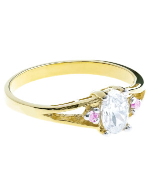 Ring with a large stone 8k pink zirconia