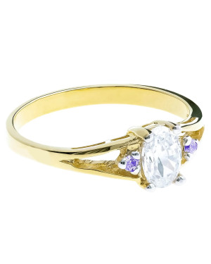 Gold ring with a large stone 8k purple zirconia