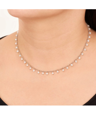 Silver necklace with beads