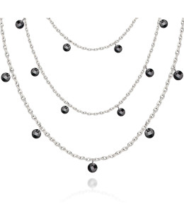 Silver necklace with black stones